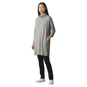 Eileen Fisher Tencel Slouch Collar Tunic Dress Women’s‎ Small Grey Heather